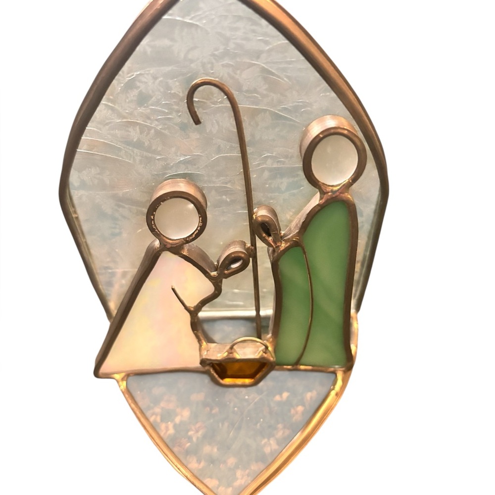 Nativity Manger Stained art glass scene- 5 inches in height